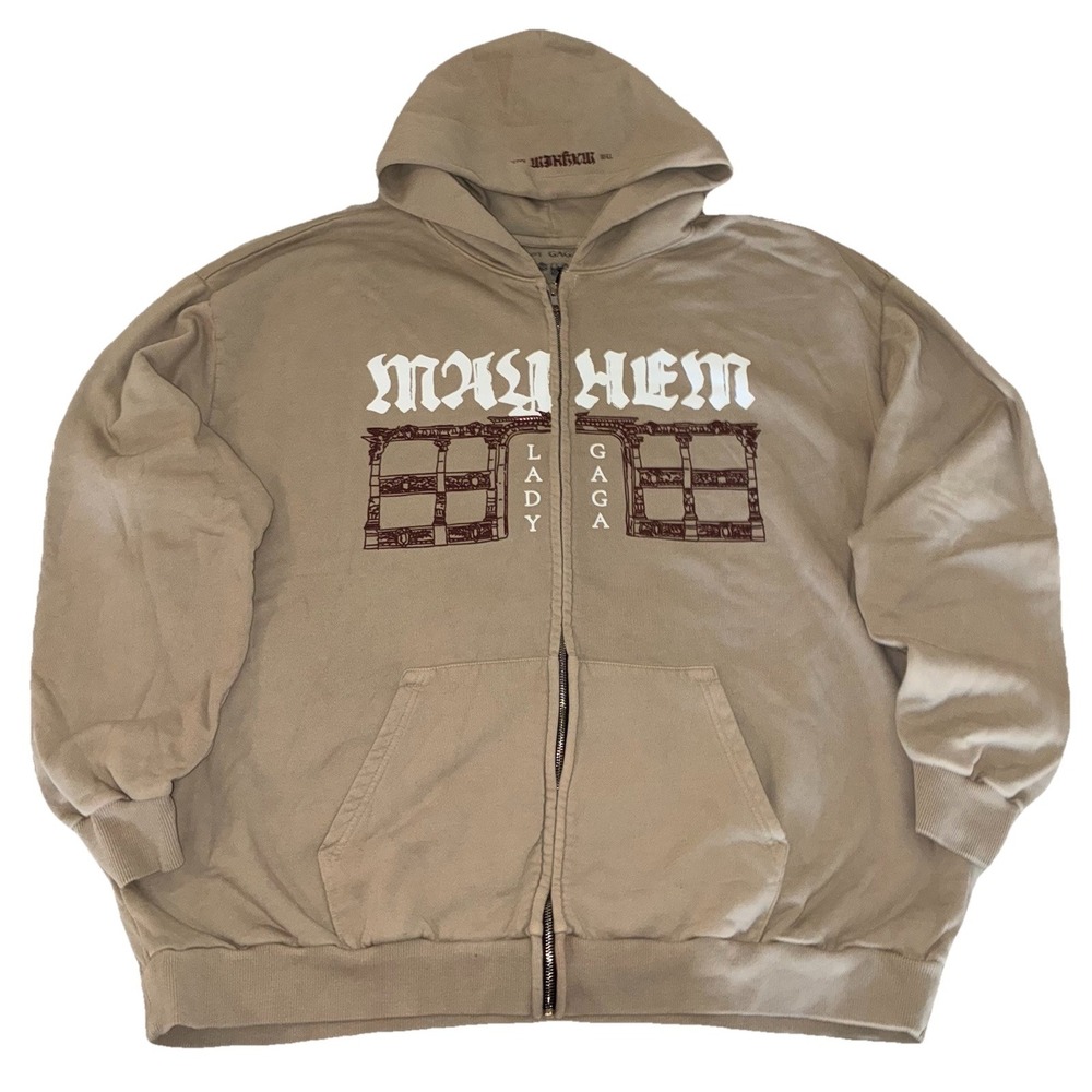 Lady Gaga Opera Haus Hoodie XXL Beige Full Zip Mayhem Ball 2025 Merch NEW *flaws